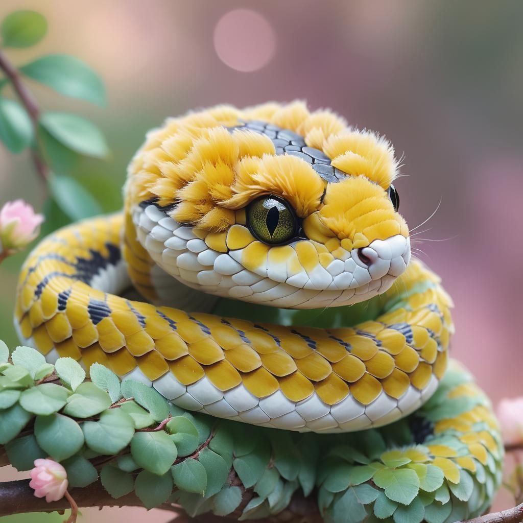 Adorable Furry Baby Snake with Fluffy Hair