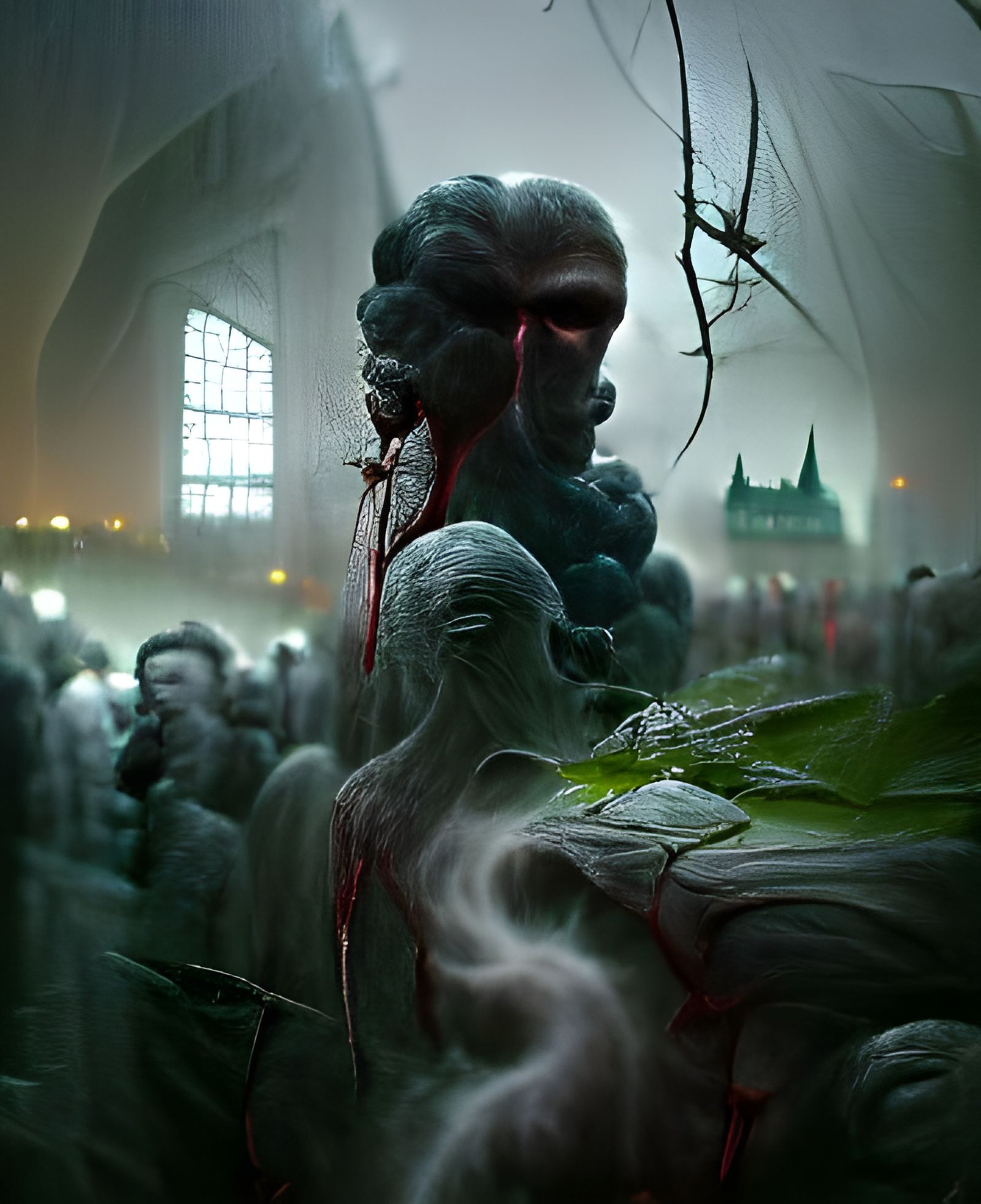 Sinister Face in Fog, Horror Art