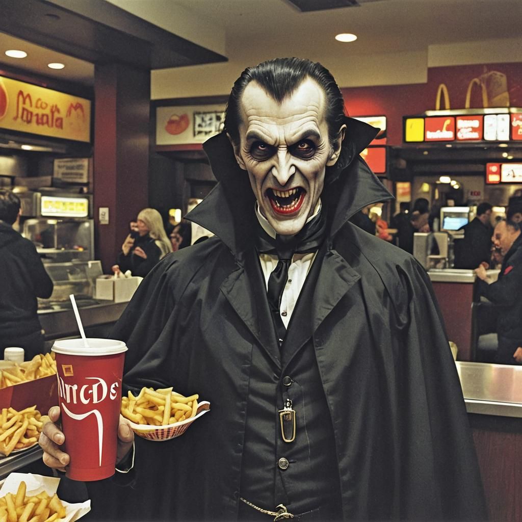 Dracula's Loud Outburst at McDonald's