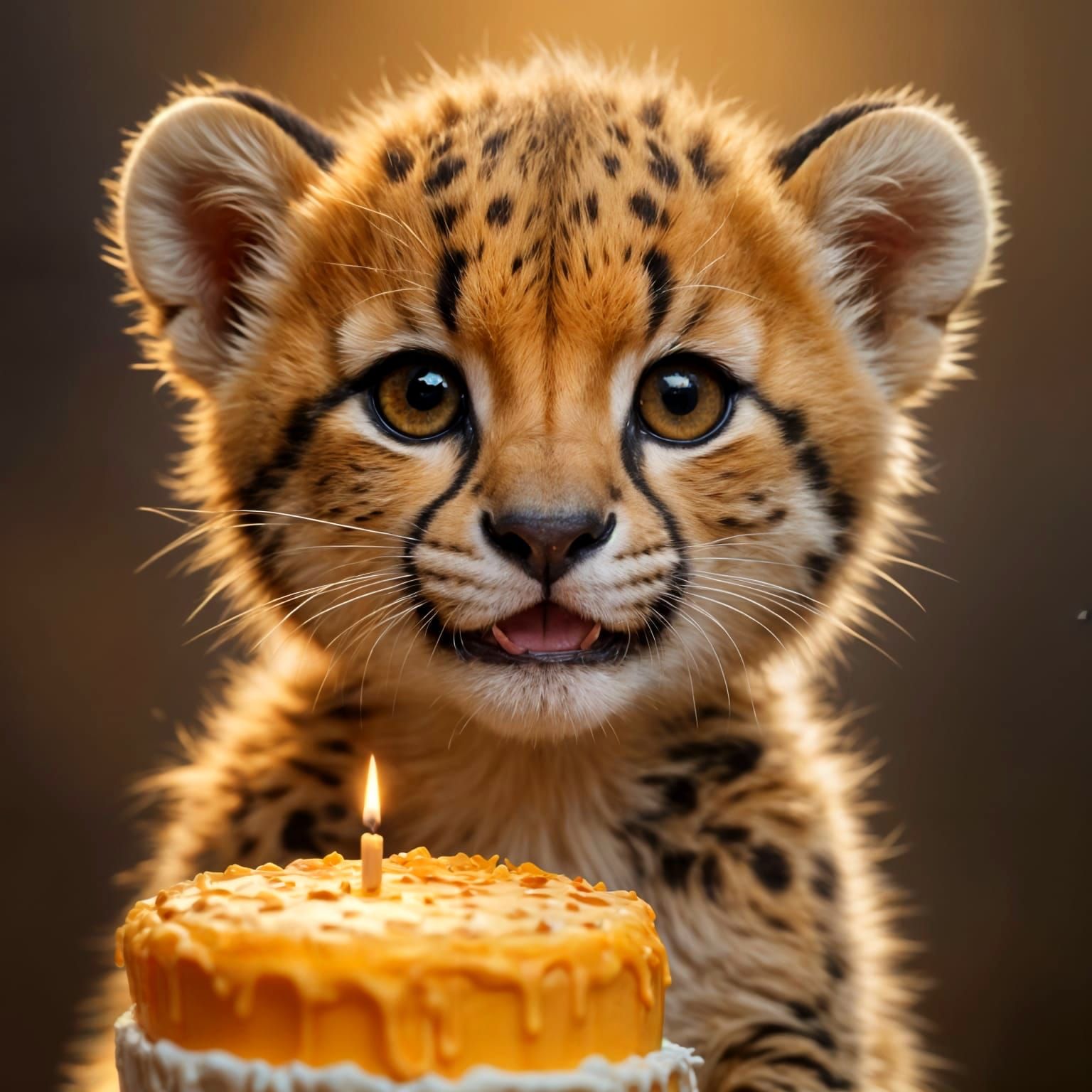 Whimsical Cheetah Cub Celebrates Birthday in Vibrant Sunset