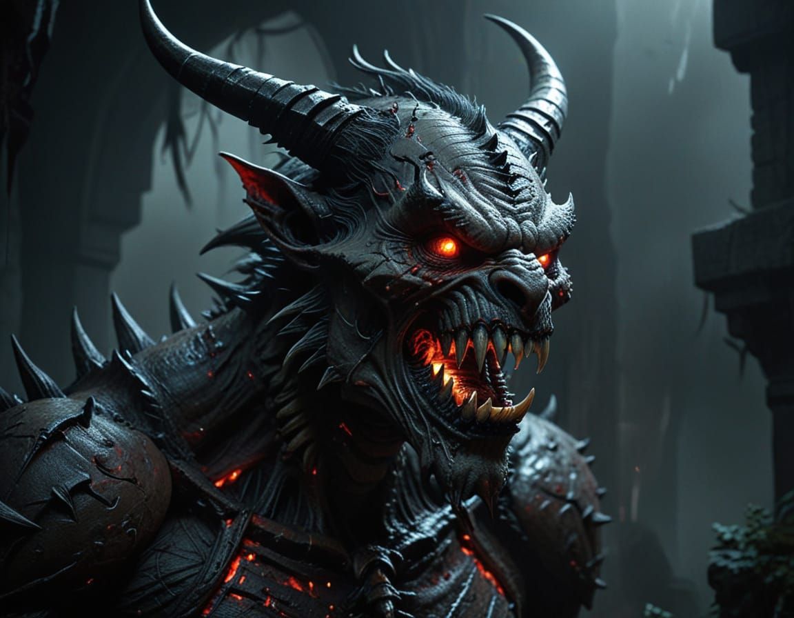 Dark Fantasy Fiend in Low-Key Lighting