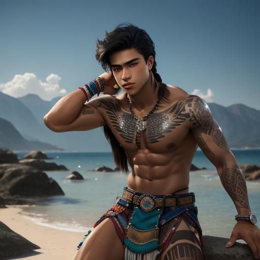 Handsome Native American Boy Portrait in Natural Lighting