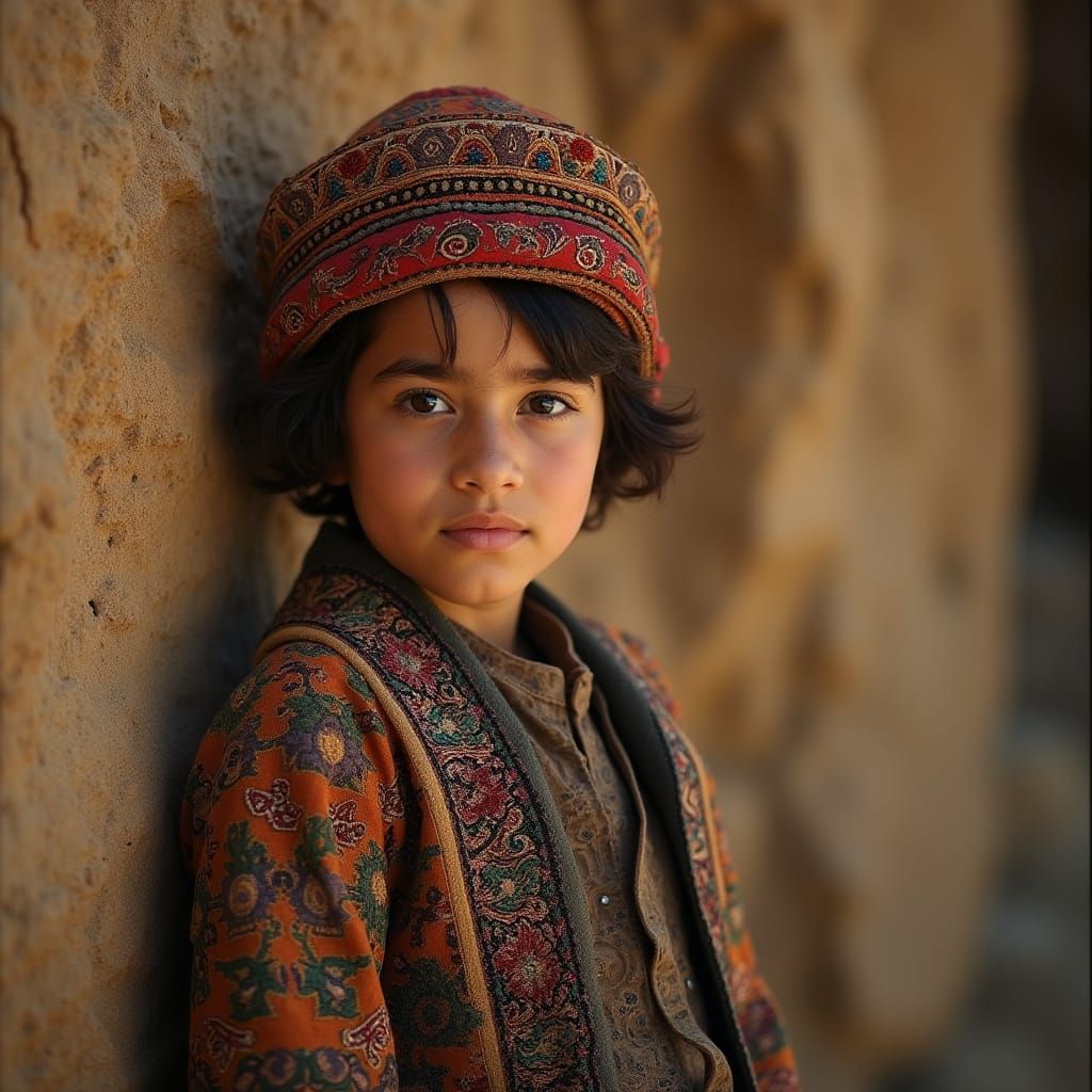 Young Afghan Boy in Traditional Attire