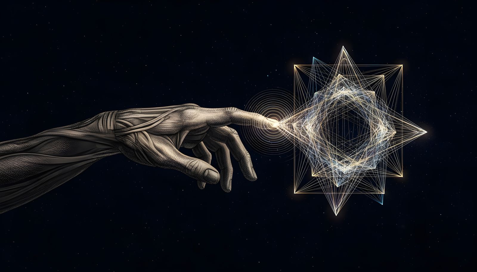 Human Hand Touches Cosmic Light Lattice
