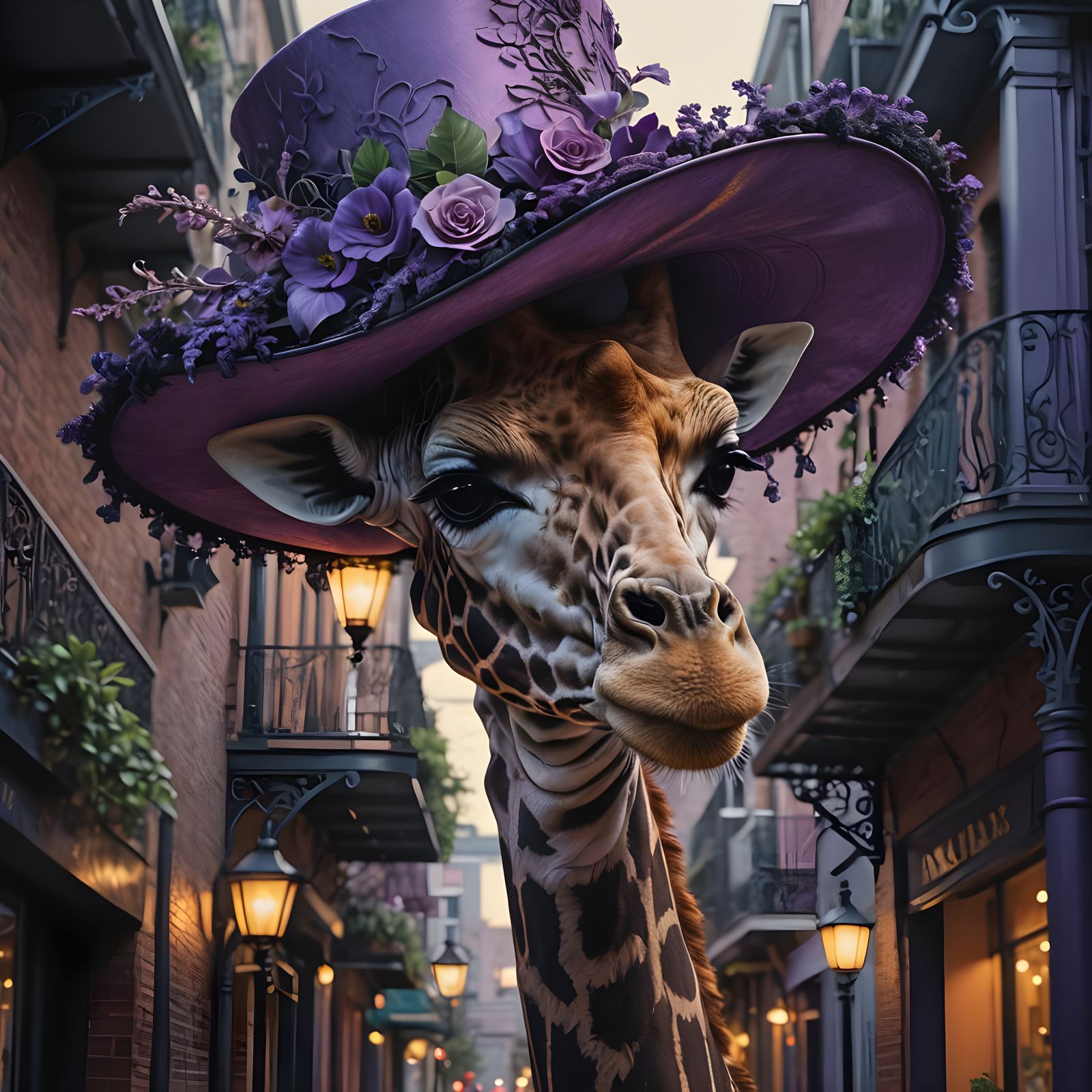 Ethereal Giraffe in Whimsical Victorian Splendor