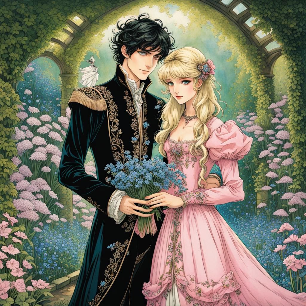 Fairytale Lovers in Maximalist Anime Garden