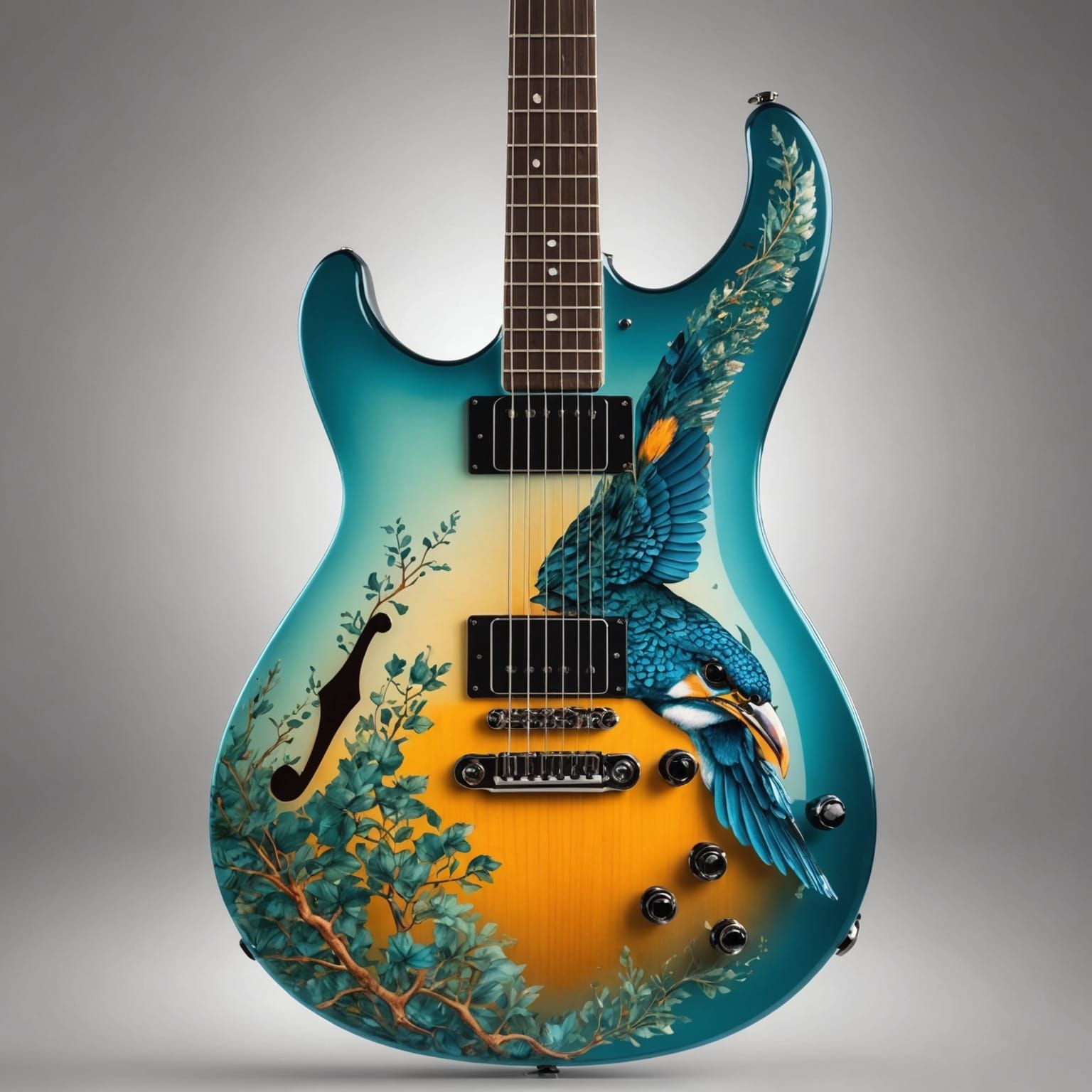 Double Exposure: Kingfisher and Myrtle Electric Guitar