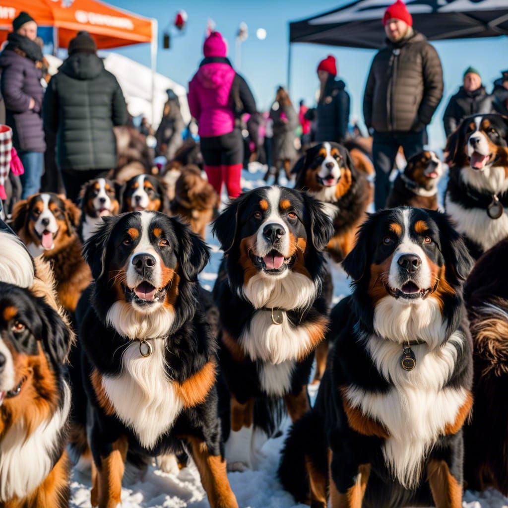 Bernese Mountain Dog Festival in Winter, Panorama