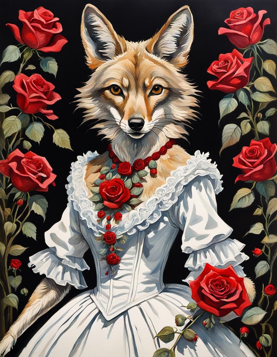 Coyote Quinceanera in Gouache Style