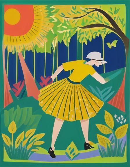 Woman with Cat: A Fauvist-Inspired Illustration