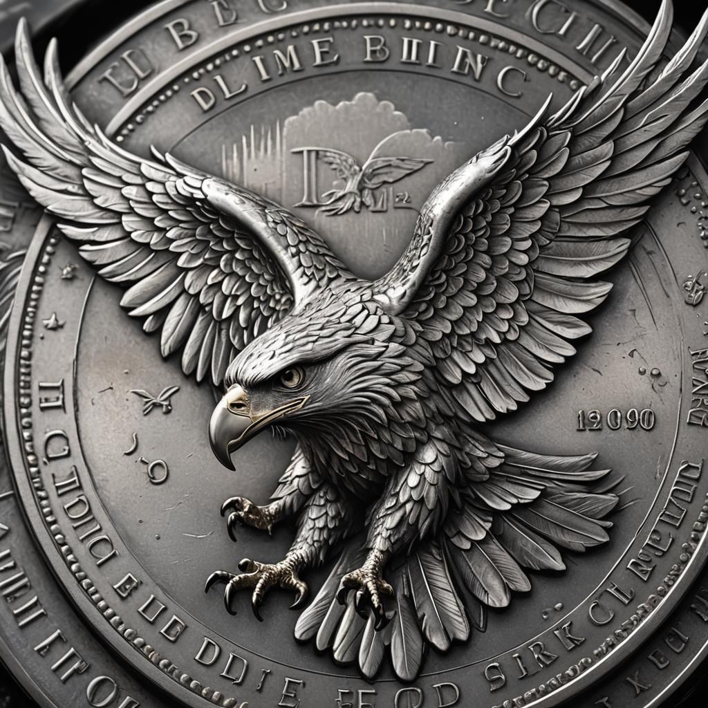 Silver Eagle Coin: Detailed Matte Painting in 8K