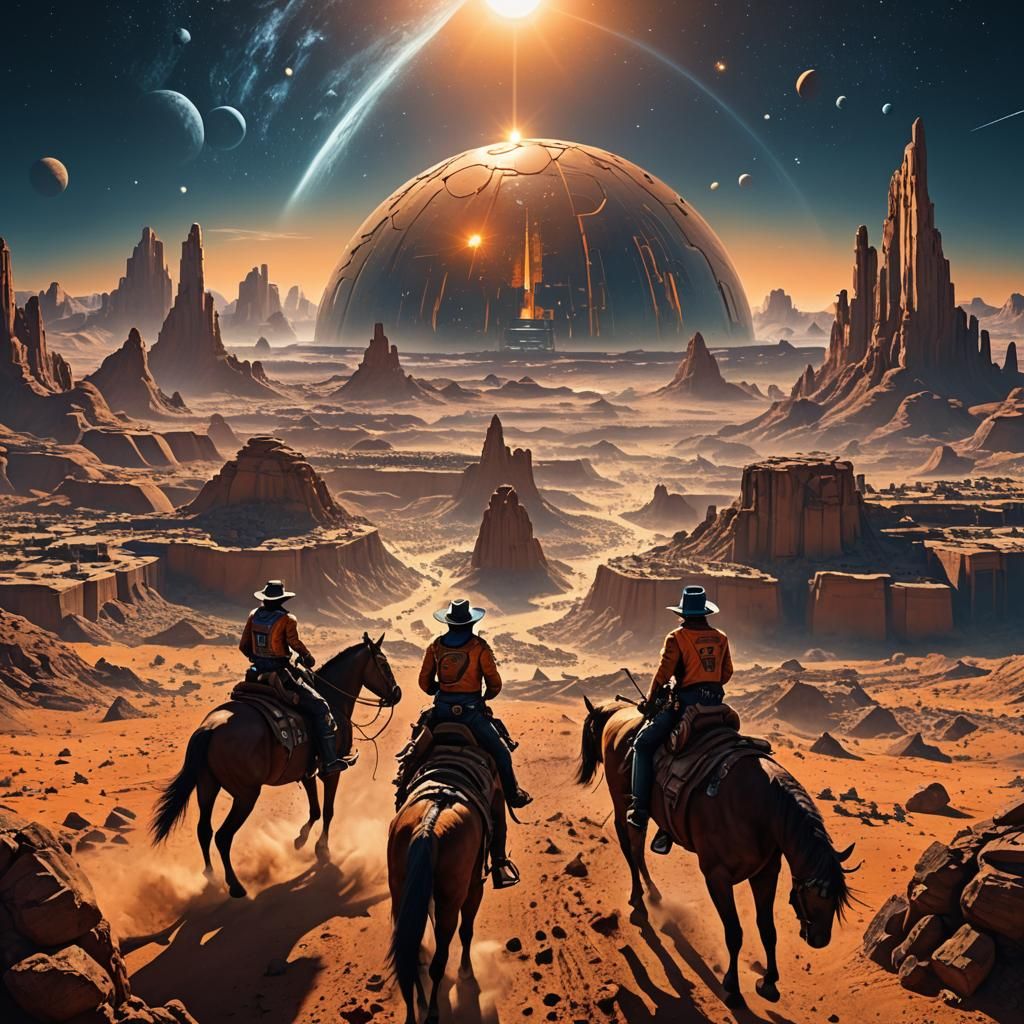 Space Cowboys Ride by Lunar Domed Cityscapes