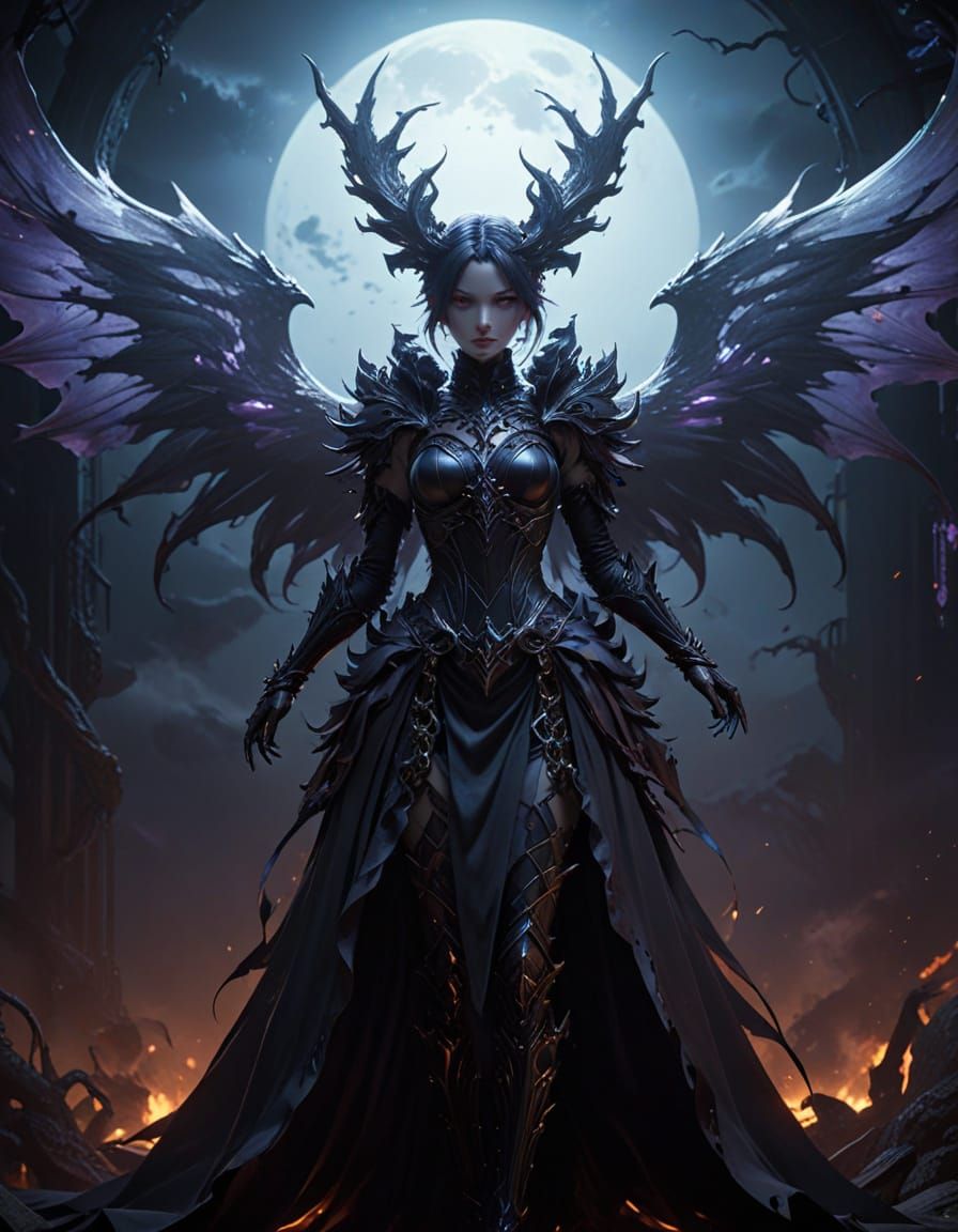 Ethereal Dark Anime Artwork with Sinister Beauty