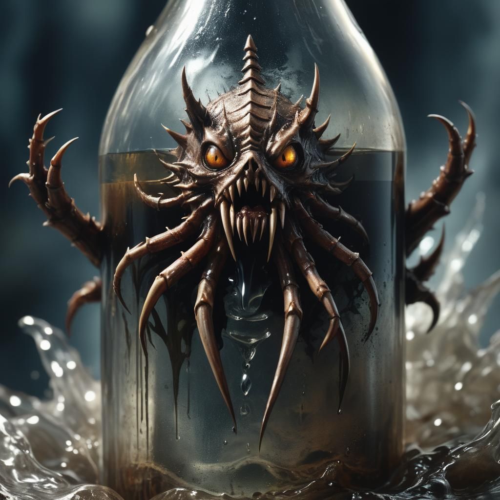 Tainted Holy Water Bottle: Dramatic Digital Painting