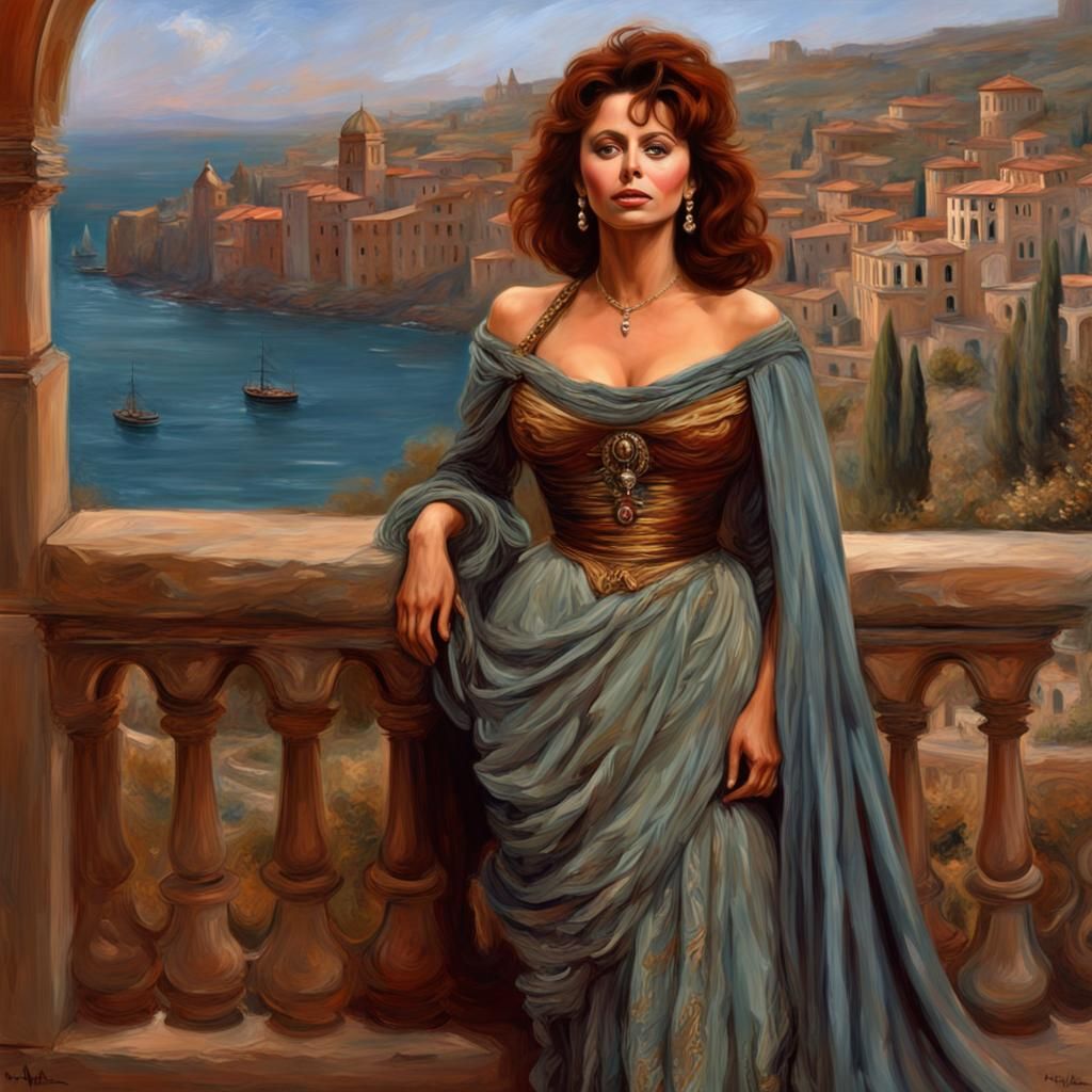 Sophia Loren in Pre-Raphaelite Style