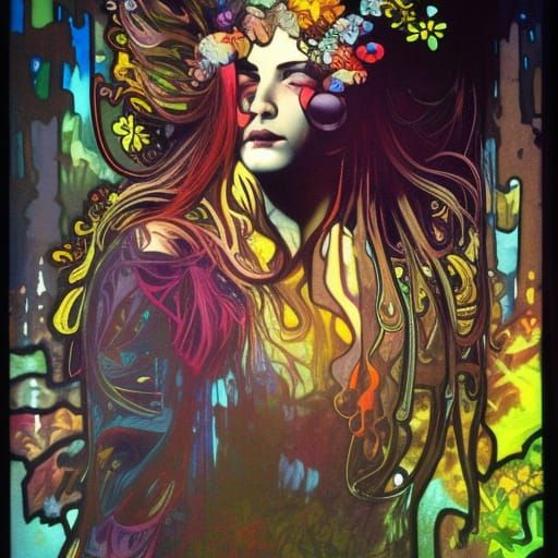 Ghillie Dhu: Forest Fae in Graffiti Art Style