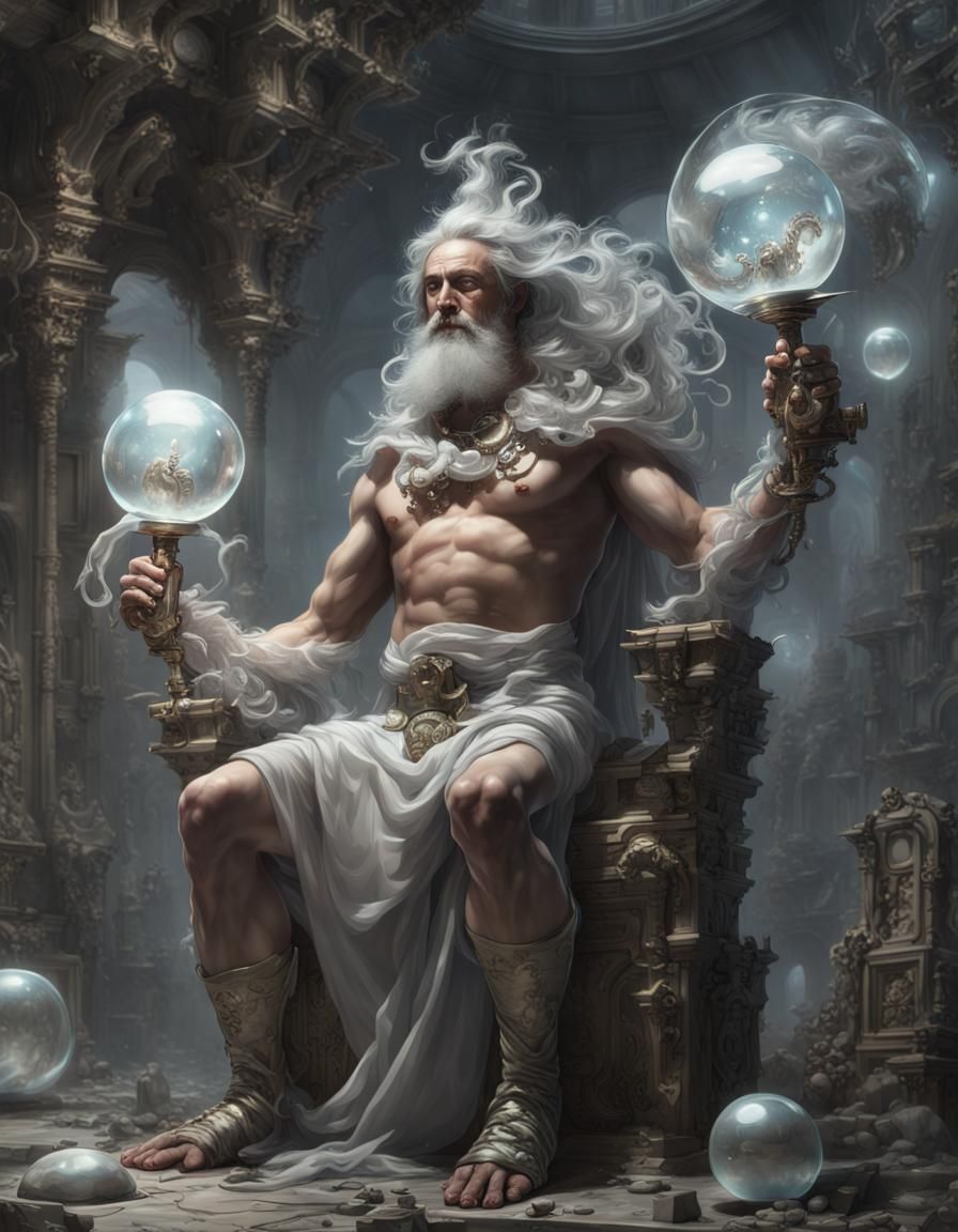 Baroque Science Fantasy God of Tools in Chromoid Style