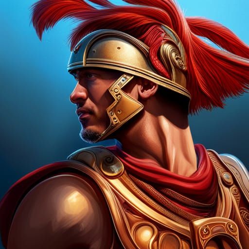 Hyperrealistic Roman Centurion in Splash Art Style