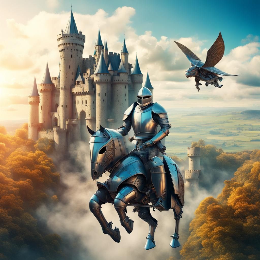 Knight on his Flying Robot Horse