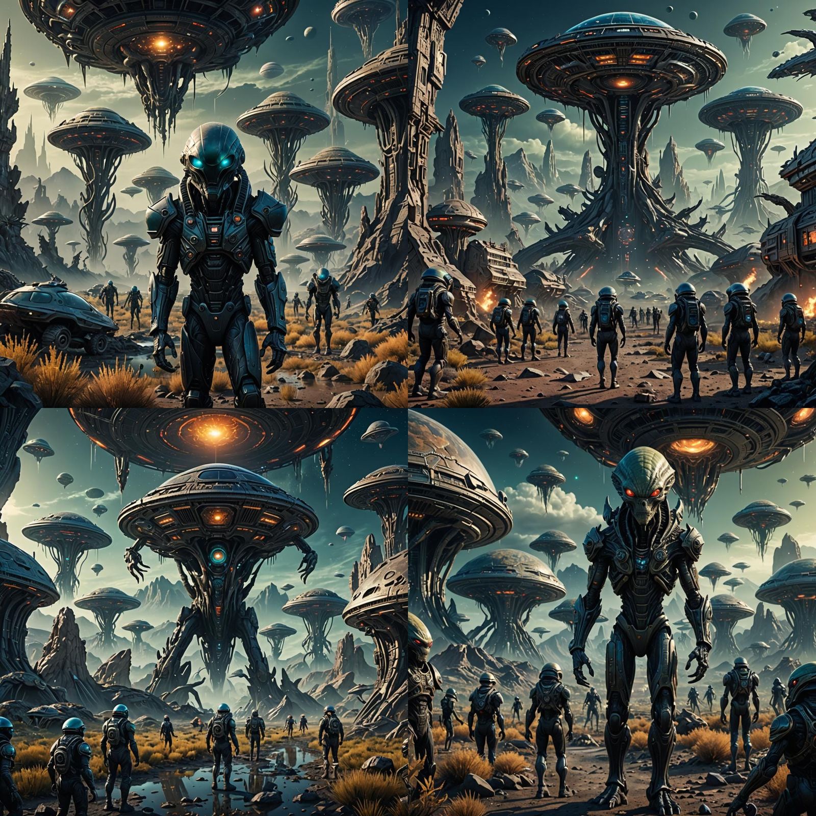 Ancient Aliens Plan Invasion: Detailed Matte Painting