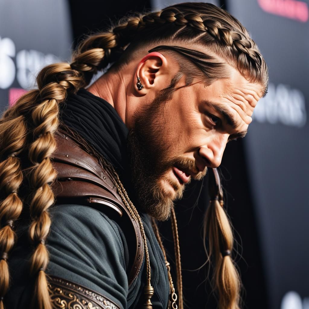 Tom Hardy long hair braids