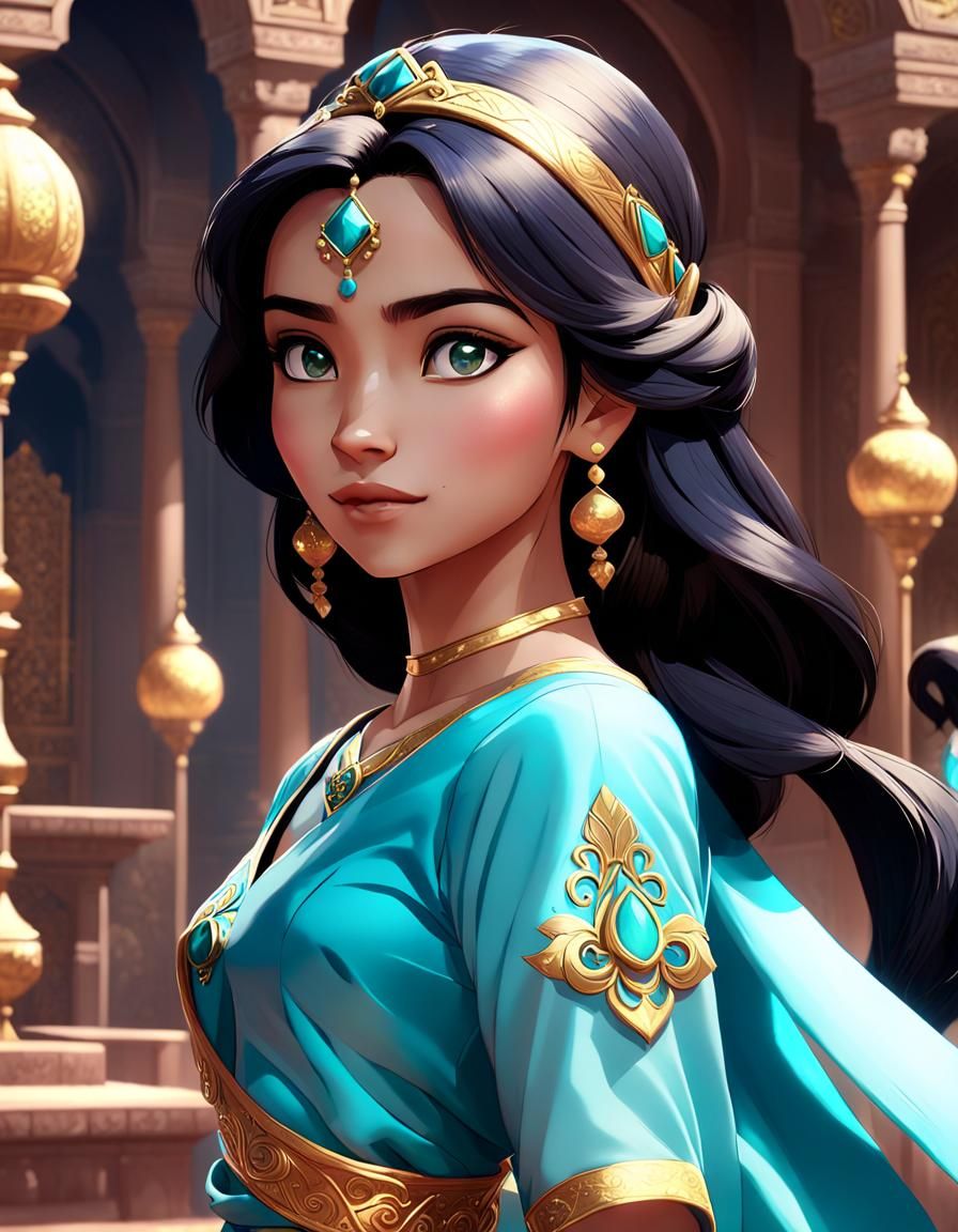 Anime Princess Jasmine in Detailed 3D Art