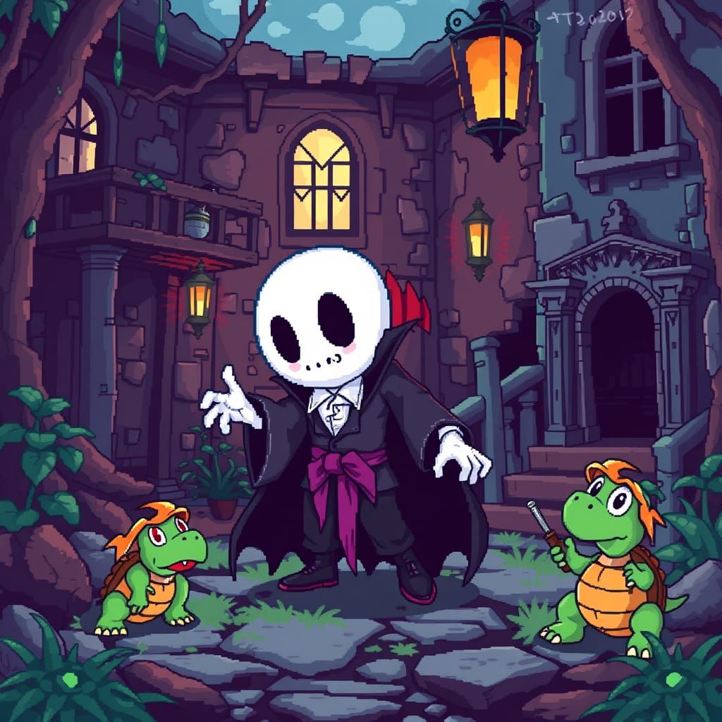 Vampire Ghost in Haunted 8-Bit Mansion