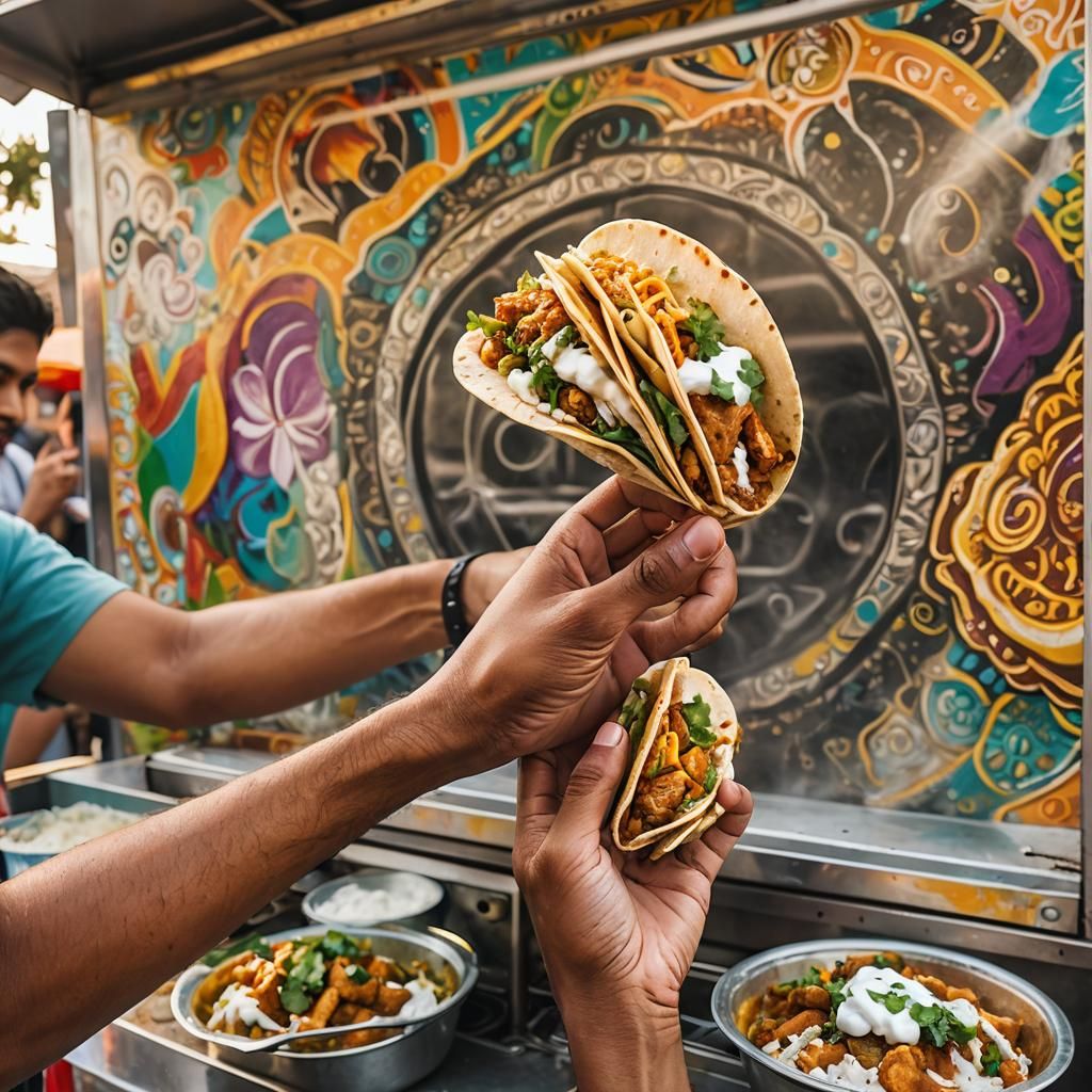 Chicken Korma Tacos at Food Truck, East LA