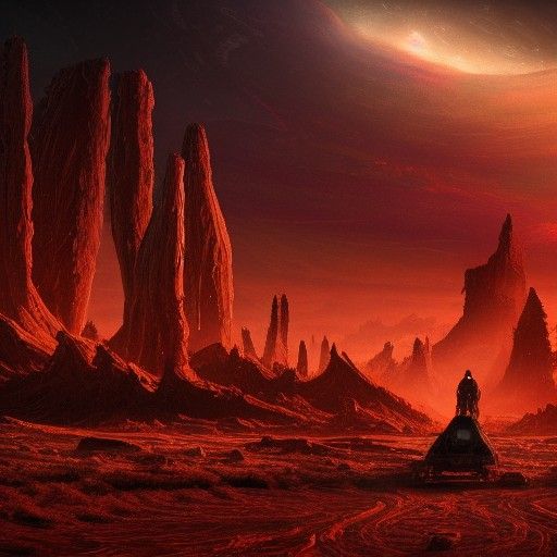 Epic Desert Landscape with Ruined Spaceship