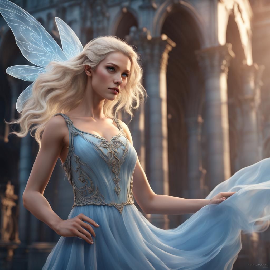 Delicate Air Fairy in Light Blue Dress