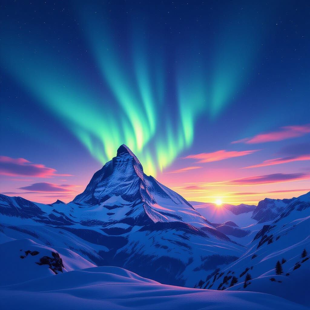 Swiss Alps Aurora Borealis Sunrise