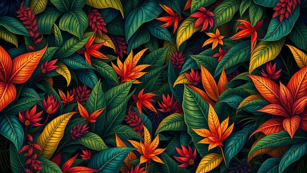 Exotic Jungle Paradise in Vibrant, Dreamlike Style