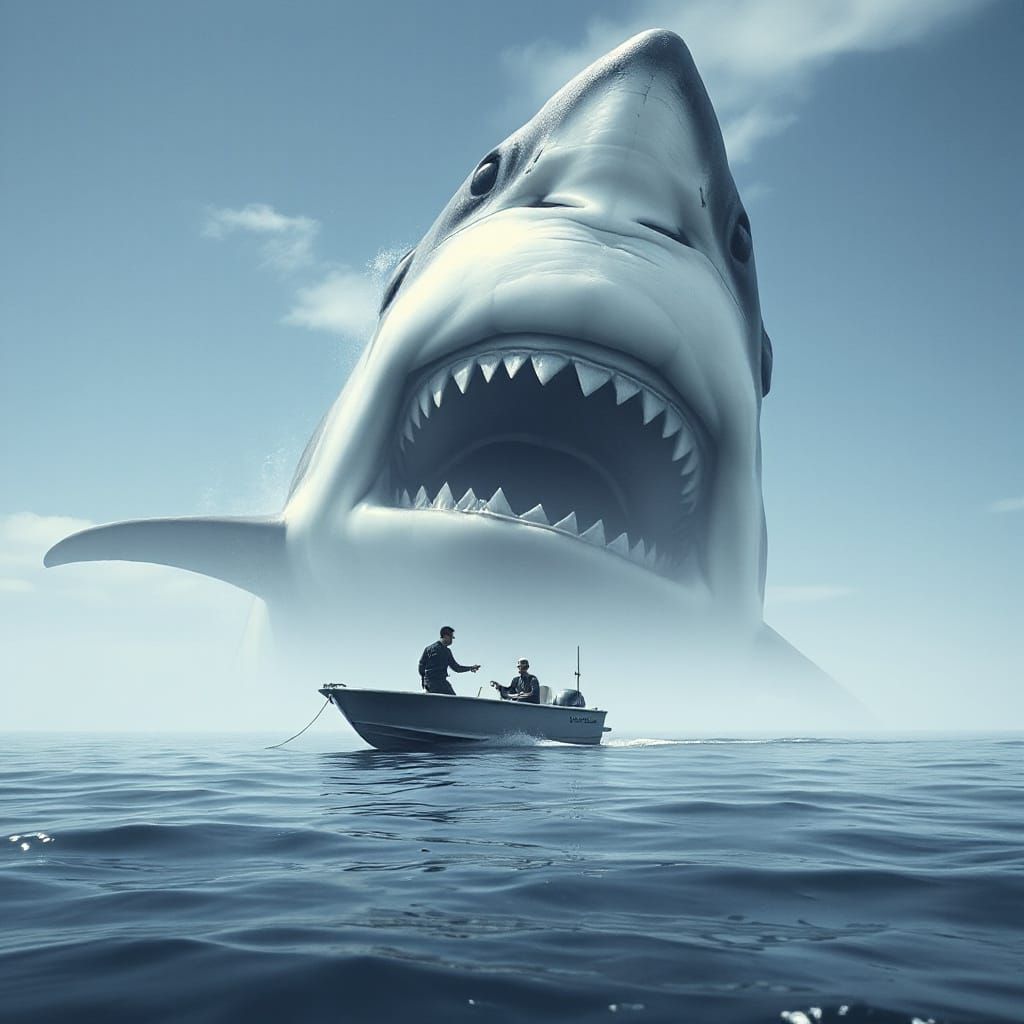 Giant Shark Surprise: Menaced Boat Encounter