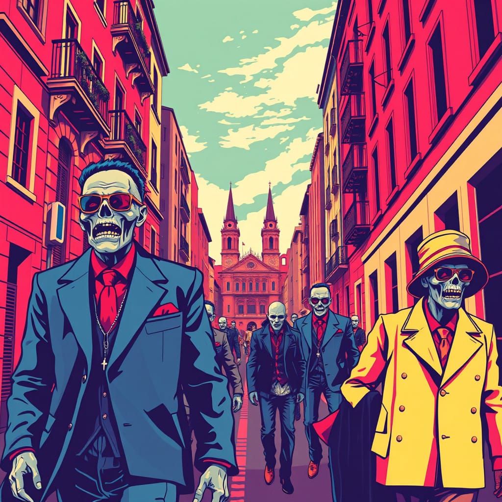 Dystopian Cataluña in Pop Art Style