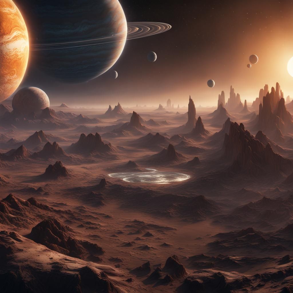 Detailed Solar System Matte Painting in Deep Color
