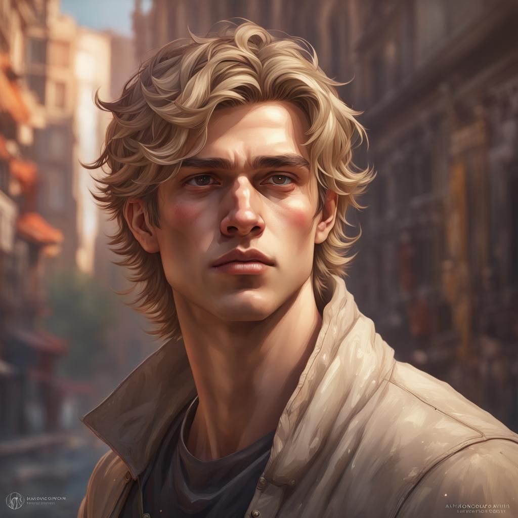 Hyperrealistic Portrait of a Young Man, Digital Art