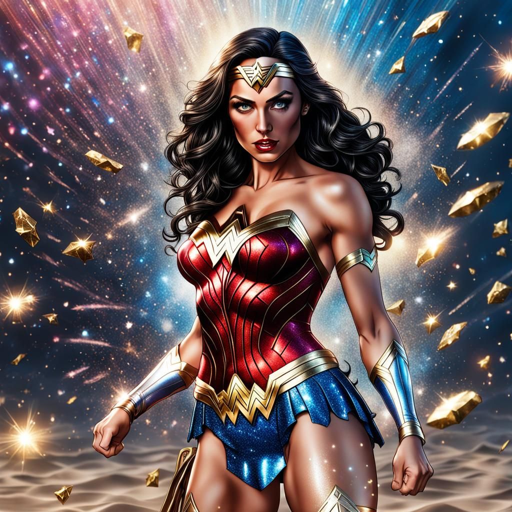 Wonder Woman in Glitter Storm: Photorealistic Bikini Uniform