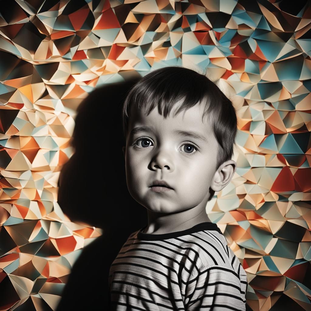 Child Portrait in Surrealist Style with Spotlight