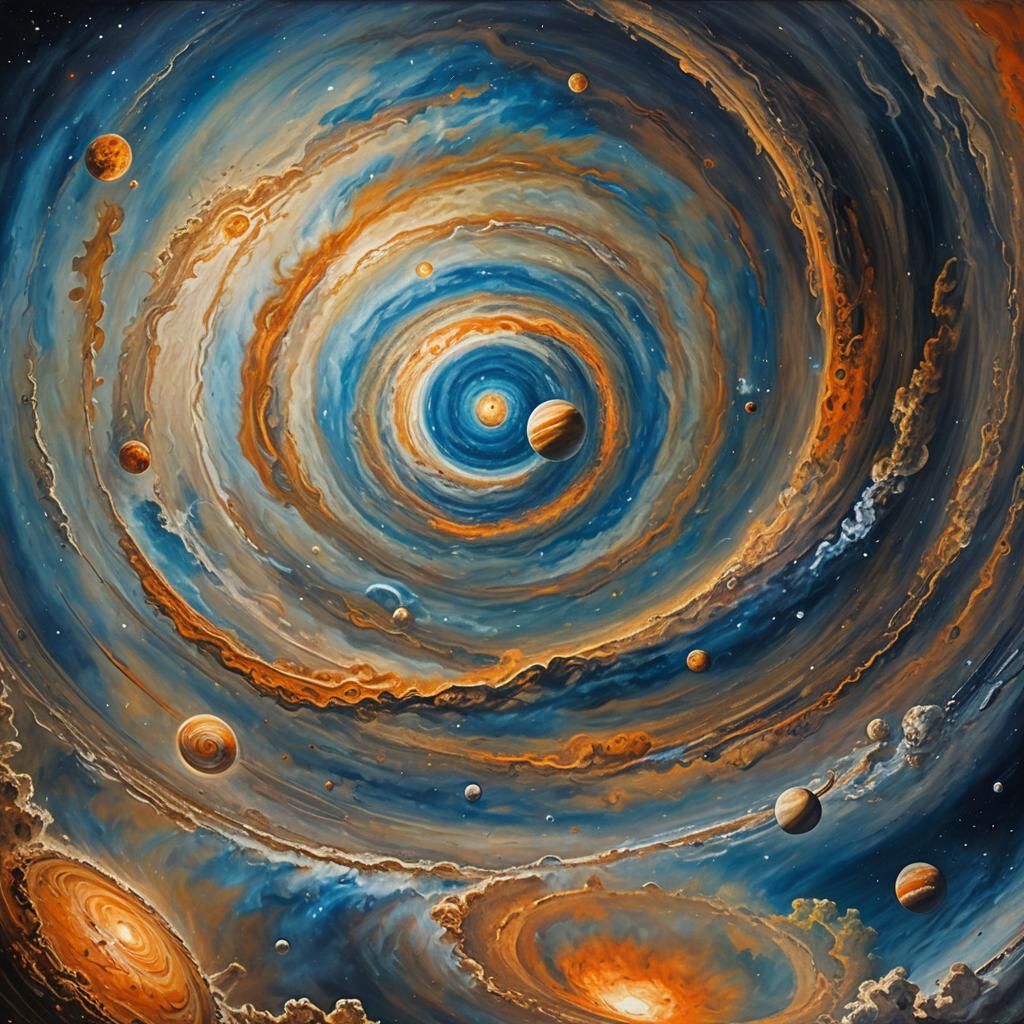 Jupiter and Saturn in Vivid Impasto Oil Painting