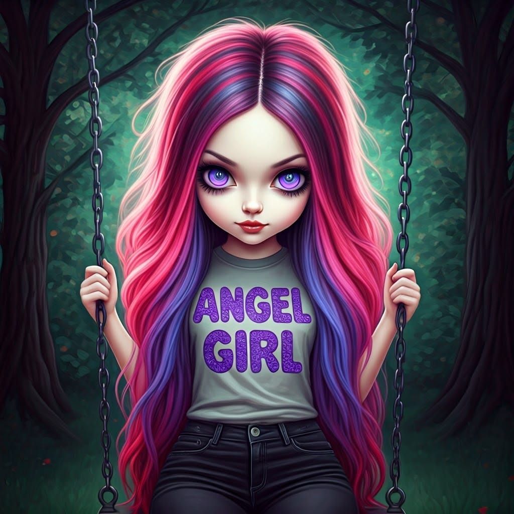 Ethereal Gothic Angel Girl in Psychedelic 8K Art