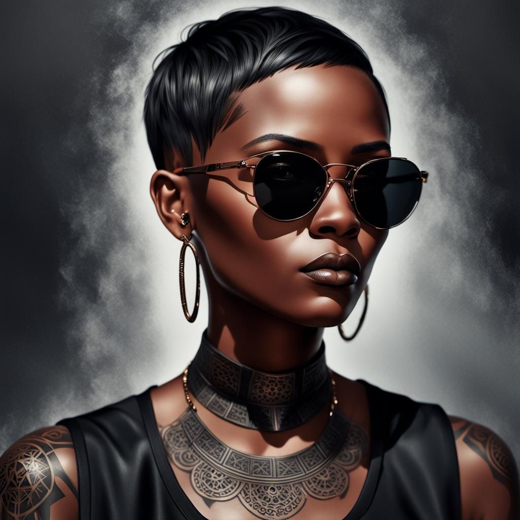 Dark-Skinned Woman Portrait in Fantasy Art Style