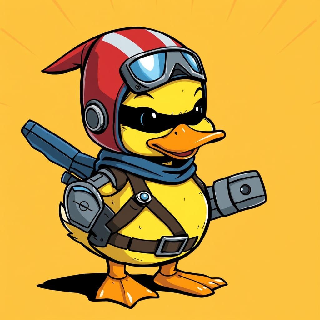 Adorable Winter Soldier Ducky Cartoon in Classic Comic Book...