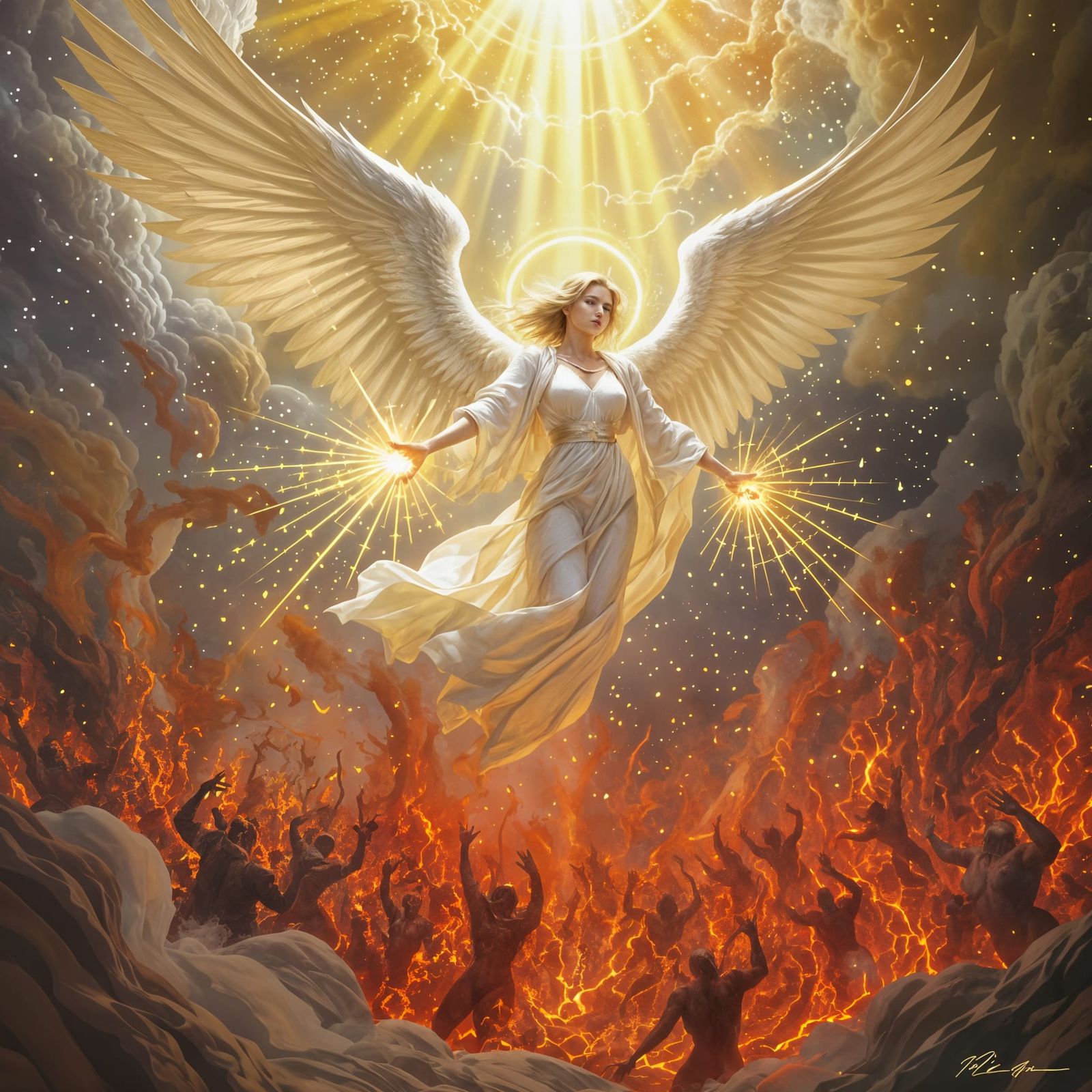 Angelic Battle: Heaven vs Hell in Hyperrealism