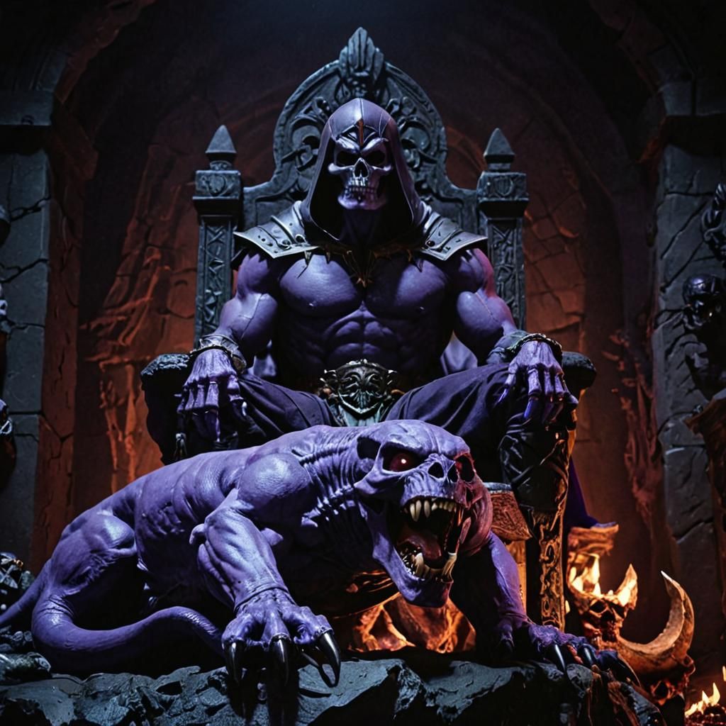 Skeletor on Snake Mountain in Dark Fantasy Style