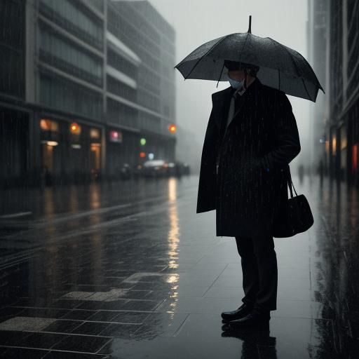 Melancholic Man in Mask: High-Contrast Street Portrait