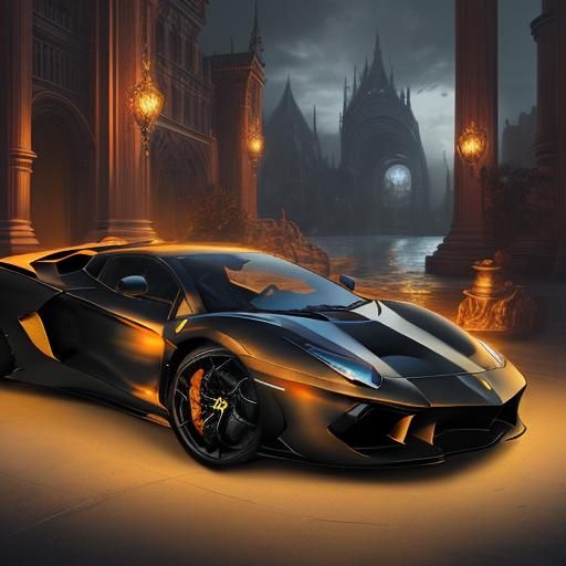 Gold Ferrari Aventador: Detailed Matte Painting