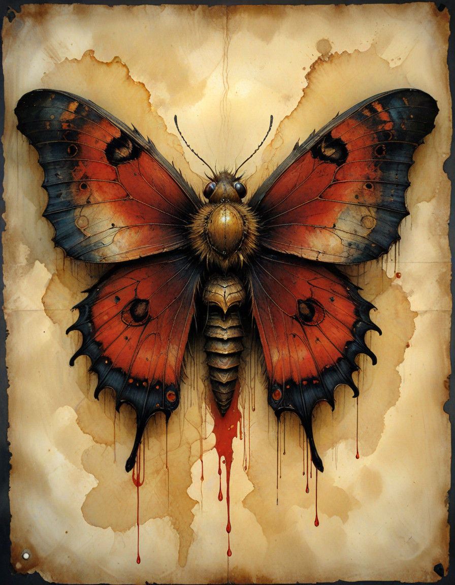 Dieselpunk Moth on Ancient Parchment