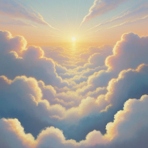 Dreamy Clouds: "A dreamy sky filled with fluffy clouds shape...