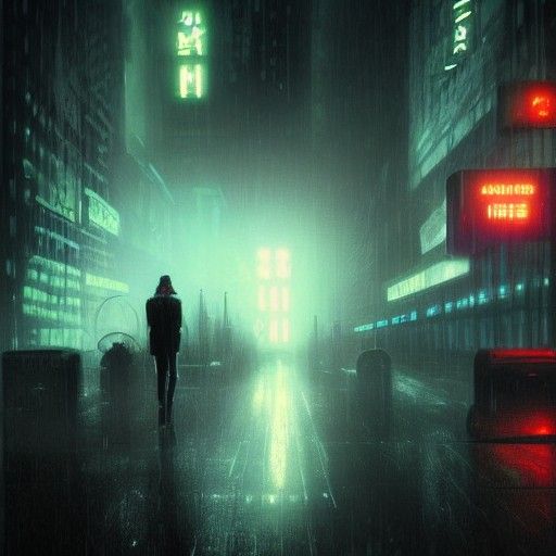 Cyborg Detective in Neon Rain, Cyberpunk Noir