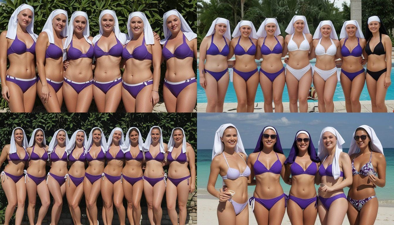 Nuns in Violet Bikinis: A Surprising AI Creation